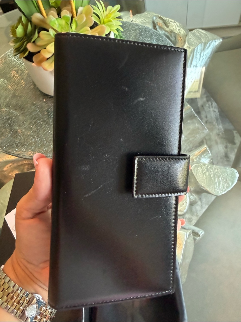 Yves Saint Laurent Black Leather Wallet and Card Holder with Gold Hardware - Picture 4 of 4